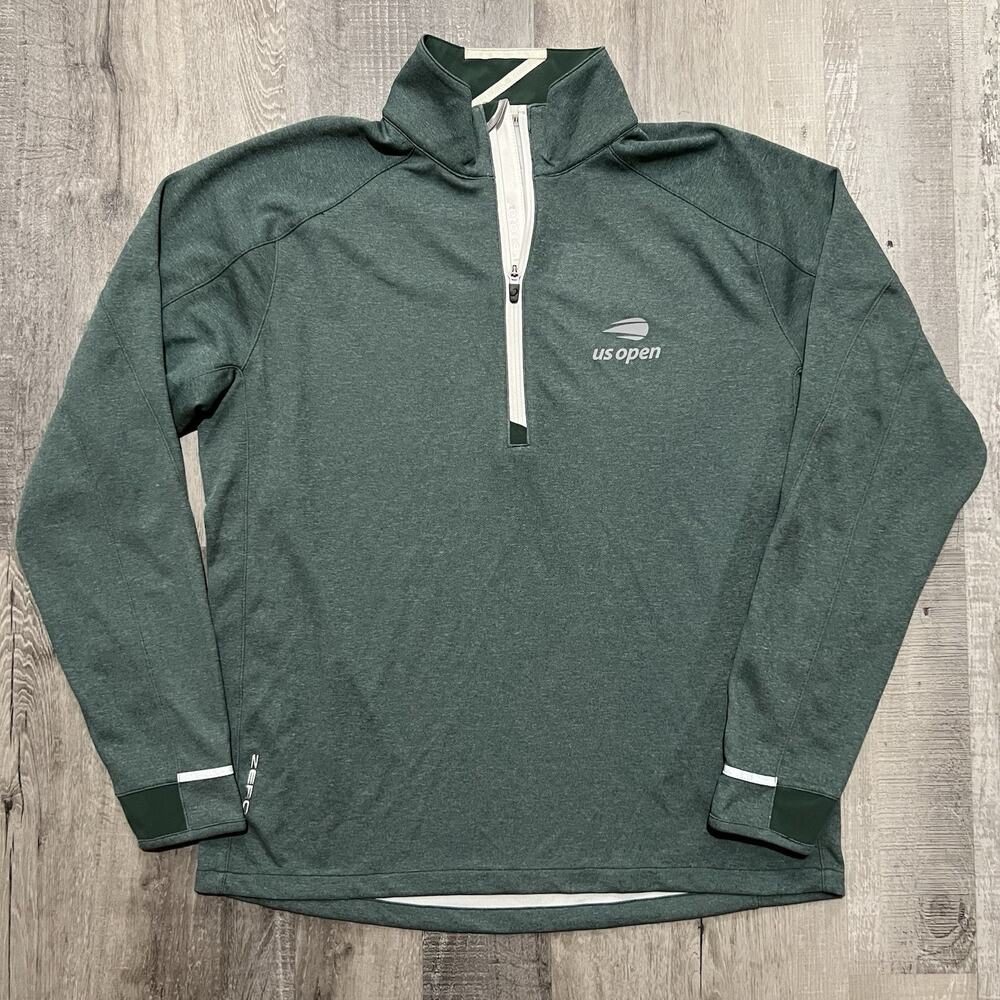 Zero Restriction Jacket Mens L Green 1/4 Zip Performance Stretch US Open Tennis